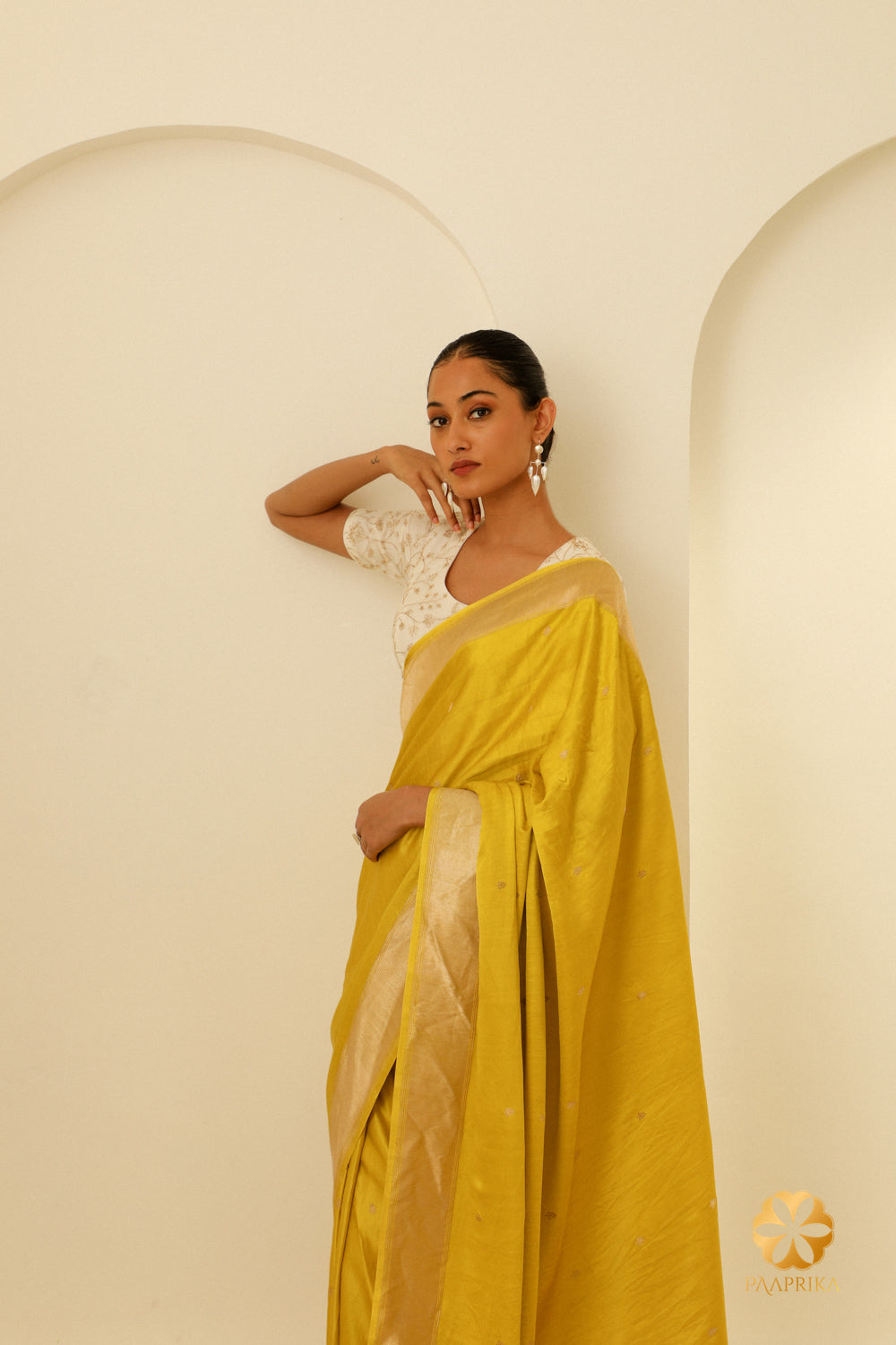 The saree being worn at a special occasion, highlighting its uniqueness and the lasting impression it creates.