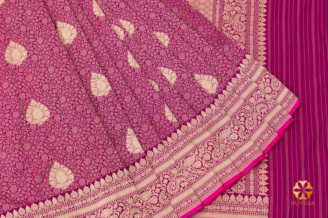 A close-up image of the handwoven details on the saree's body, emphasizing the quality of craftsmanship.