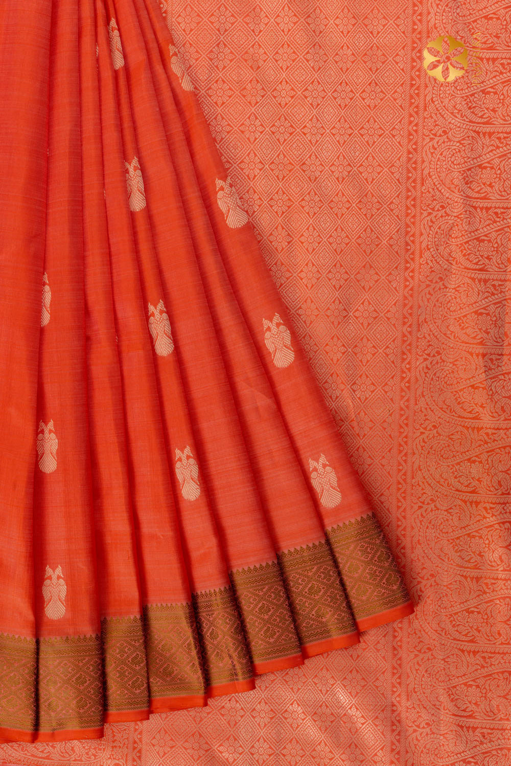 Mythical Ganda Berunda bird motif on a traditional Indian silk saree.