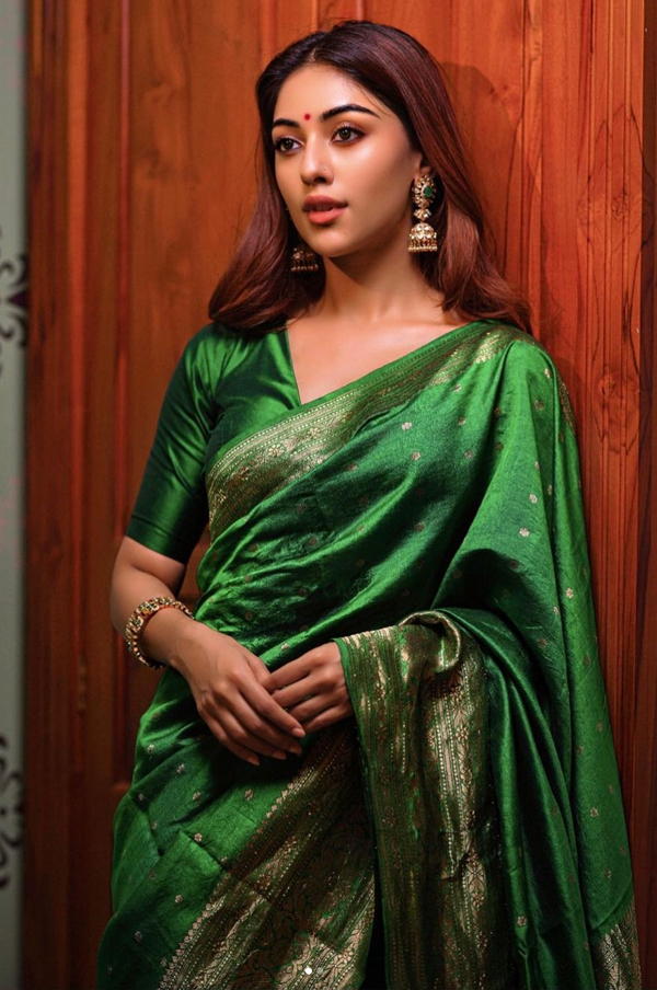 Rama Green Handwoven Spunsilk Saree