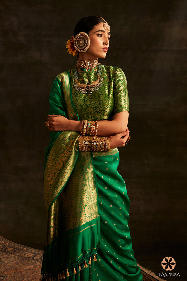 Rama Green Handwoven Spunsilk Saree